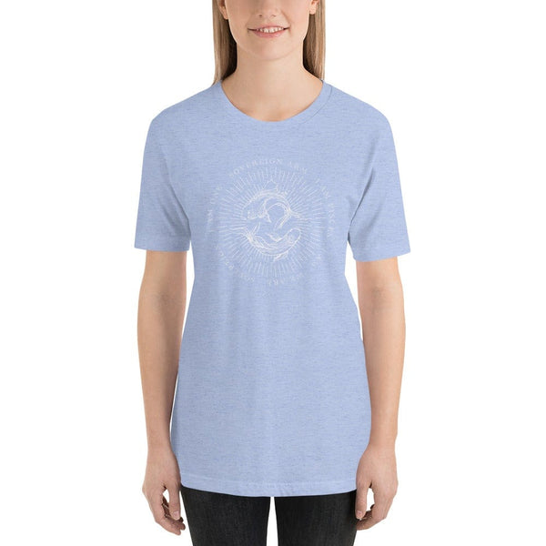 sovereignarm.com Heather Blue / S Zodiac Pisces, I am | White Print Short-Sleeve Unisex T-Shirt