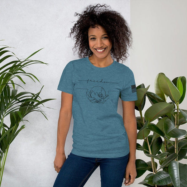 sovereignarm.com Heather Deep Teal / S World Freedom Short-Sleeve Unisex T-Shirt