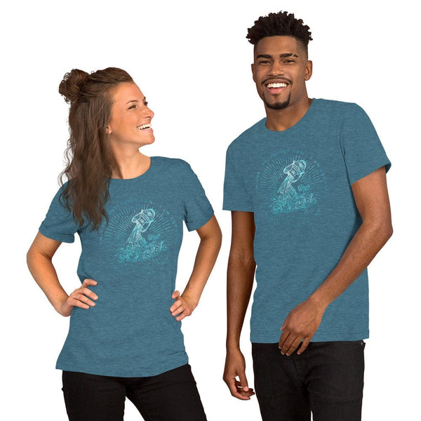 sovereignarm.com Heather Deep Teal / S Zodiac Aquarius, I am | Water Print Short-Sleeve Unisex T-Shirt