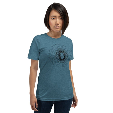 sovereignarm.com Heather Deep Teal / S Zodiac Leo, I am | Black Print Short-Sleeve Unisex T-Shirt