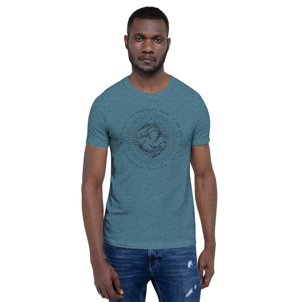 sovereignarm.com Heather Deep Teal / S Zodiac Pisces, I am | Black Print Short-Sleeve Unisex T-Shirt