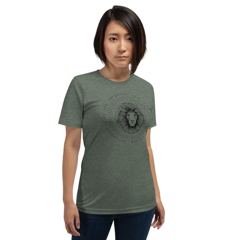 sovereignarm.com Heather Forest / S Zodiac Leo, I am | Black Print Short-Sleeve Unisex T-Shirt