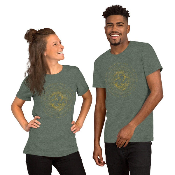 sovereignarm.com Heather Forest / S Zodiac Pisces, I am | Gold Print Short-Sleeve Unisex T-Shirt