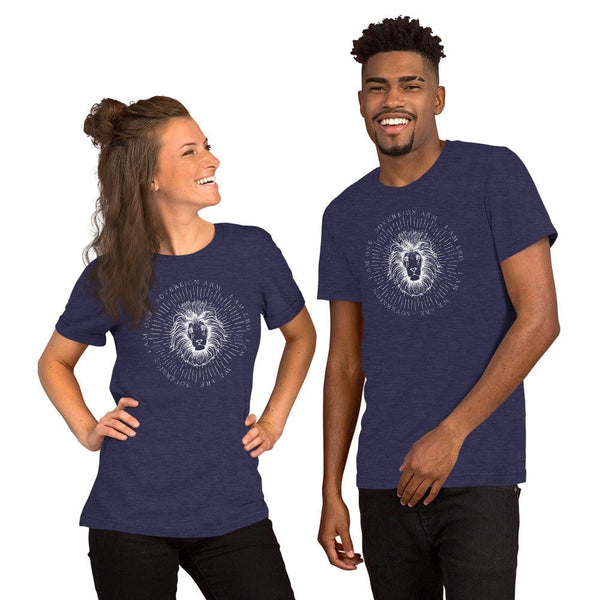 sovereignarm.com Heather Midnight Navy / S Zodiac Leo, I am | White Print Short-Sleeve Unisex T-Shirt