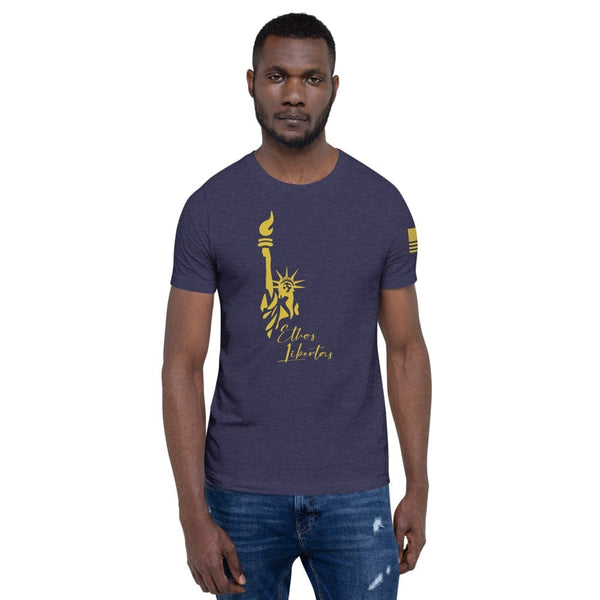 sovereignarm.com Heather Midnight Navy / XS Ethos Libertas Gold Short-Sleeve Unisex T-Shirt