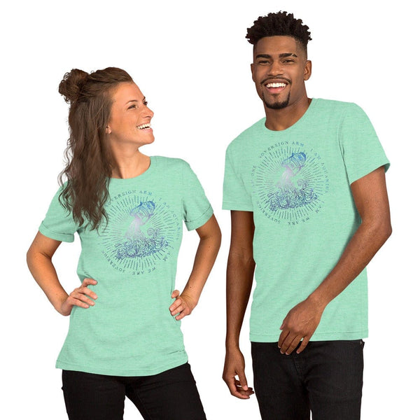 sovereignarm.com Heather Mint / S Zodiac Aquarius, I am | Space Print Short-Sleeve Unisex T-Shirt