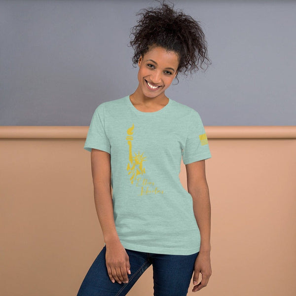 sovereignarm.com Heather Prism Dusty Blue / XS Ethos Libertas Gold Short-Sleeve Unisex T-Shirt