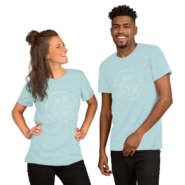 sovereignarm.com Heather Prism Ice Blue / XS Zodiac Gemini, I am free | White Print Short-Sleeve Unisex T-Shirt