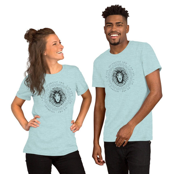 sovereignarm.com Heather Prism Ice Blue / XS Zodiac Leo, I am | Black Print Short-Sleeve Unisex T-Shirt