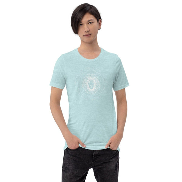 sovereignarm.com Heather Prism Ice Blue / XS Zodiac Leo, I am | White Print Short-Sleeve Unisex T-Shirt