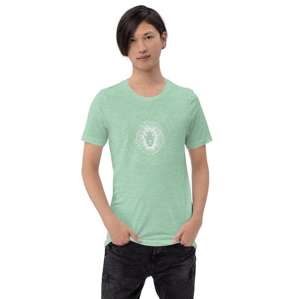 sovereignarm.com Heather Prism Mint / XS Zodiac Leo, I am | White Print Short-Sleeve Unisex T-Shirt