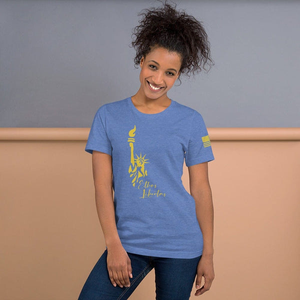 sovereignarm.com Heather True Royal / S Ethos Libertas Gold Short-Sleeve Unisex T-Shirt