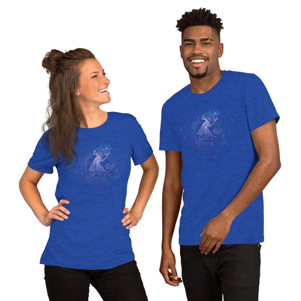 sovereignarm.com Heather True Royal / S Zodiac Aquarius, I am | Space Print Short-Sleeve Unisex T-Shirt