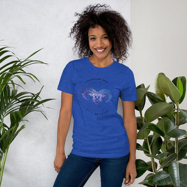 sovereignarm.com Heather True Royal / S Zodiac Aries | Space Print Short-Sleeve Unisex T-Shirt