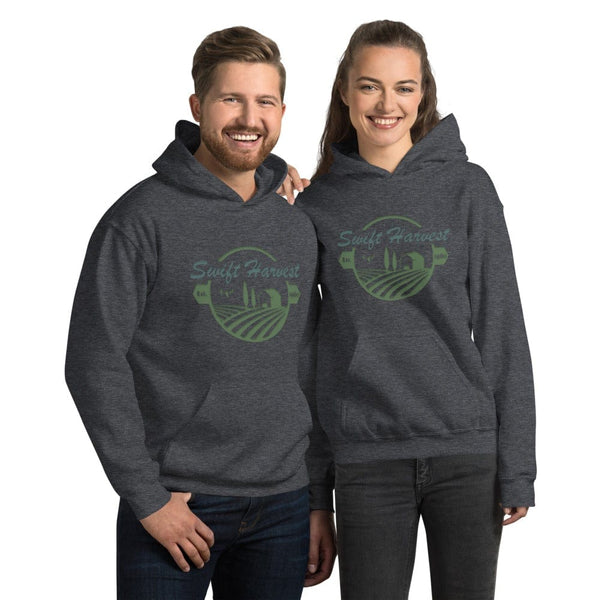 sovereignarm.com Hoodie Dark Heather / S Swift Harvest, Farm | Green Print Unisex Hoodie