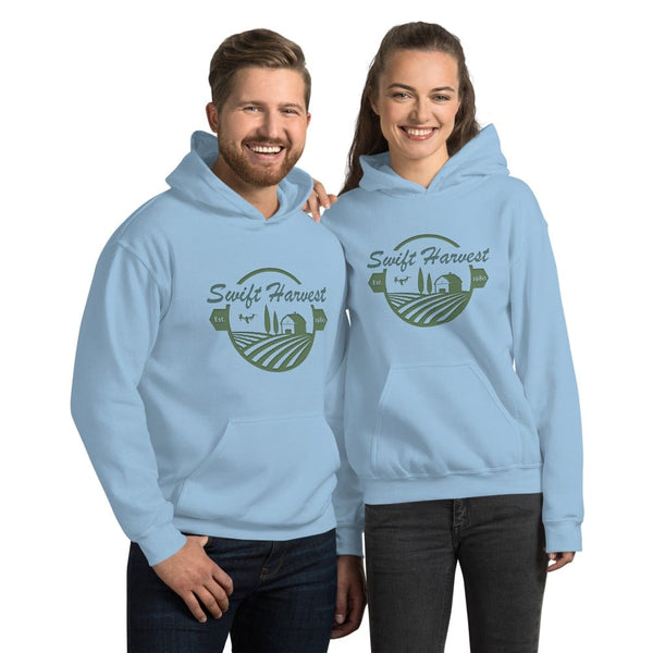 sovereignarm.com Hoodie Light Blue / S Swift Harvest, Farm | Green Print Unisex Hoodie