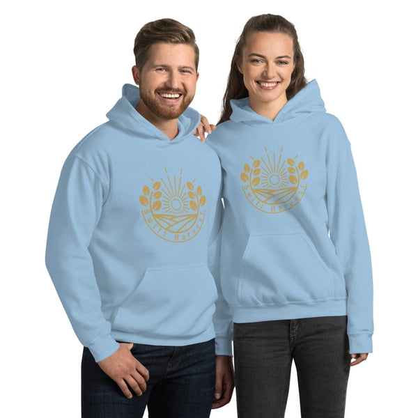 sovereignarm.com Hoodie Light Blue / S Swift Harvest, Sun Shine | Gold Print Unisex Hoodie