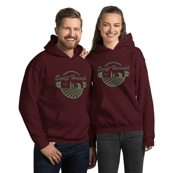 sovereignarm.com Hoodie Maroon / S Swift Harvest, Farm | Green Print Unisex Hoodie