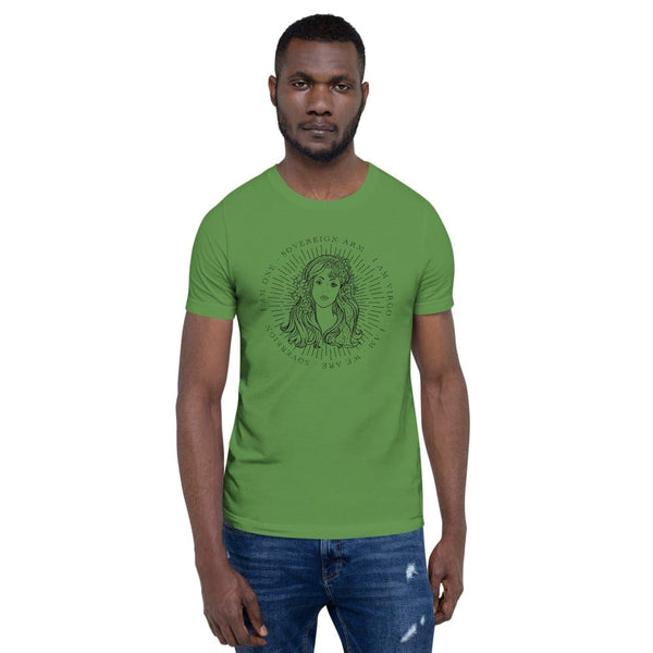 sovereignarm.com Leaf / S Zodiac Virgo, I am | Black Print Short-Sleeve Unisex T-Shirt