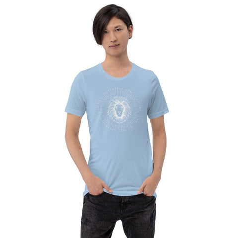 sovereignarm.com Light Blue / XS Zodiac Leo, I am | White Print Short-Sleeve Unisex T-Shirt