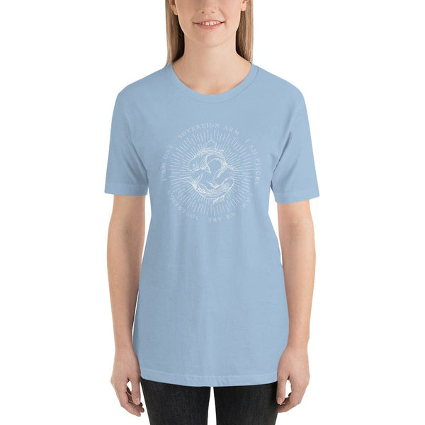 sovereignarm.com Light Blue / XS Zodiac Pisces, I am | White Print Short-Sleeve Unisex T-Shirt