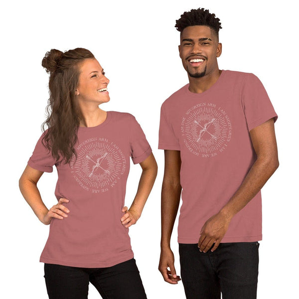 sovereignarm.com Mauve / S Zodiac Sagittarius, I am | White Print Short-Sleeve Unisex T-Shirt