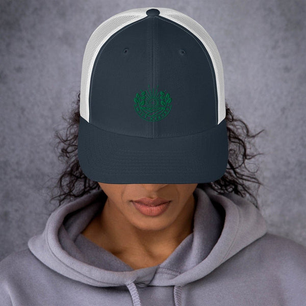 sovereignarm.com Navy/ White Swift Harvest Sun Shine | Green Print Trucker Cap