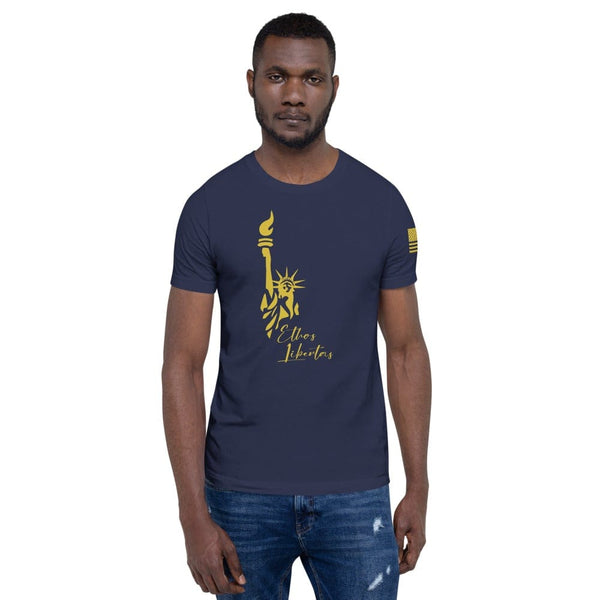 sovereignarm.com Navy / XS Ethos Libertas Gold Short-Sleeve Unisex T-Shirt