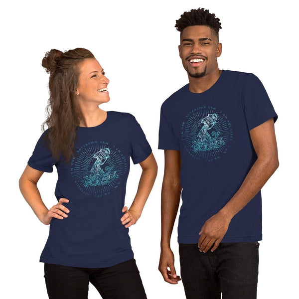 sovereignarm.com Navy / XS Zodiac Aquarius, I am | Water Print Short-Sleeve Unisex T-Shirt