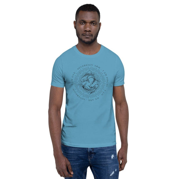 sovereignarm.com Ocean Blue / S Zodiac Pisces, I am | Black Print Short-Sleeve Unisex T-Shirt