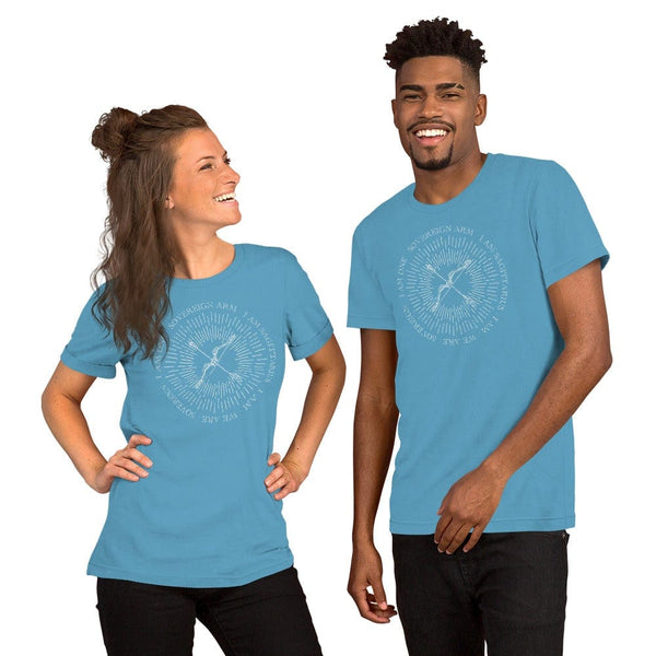 sovereignarm.com Ocean Blue / S Zodiac Sagittarius, I am | White Print Short-Sleeve Unisex T-Shirt