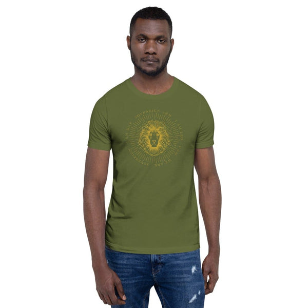 sovereignarm.com Olive / S Zodiac Leo, I am | Gold Print Short-Sleeve Unisex T-Shirt