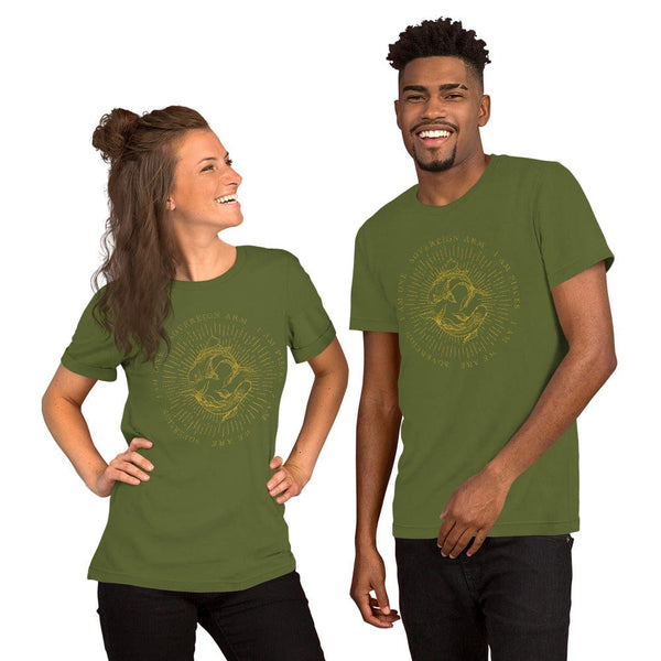 sovereignarm.com Olive / S Zodiac Pisces, I am | Gold Print Short-Sleeve Unisex T-Shirt