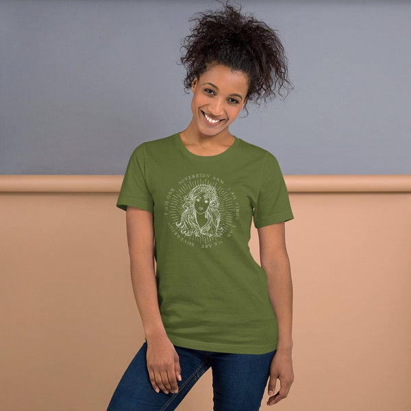 sovereignarm.com Olive / S Zodiac Virgo, I am | White Print Short-Sleeve Unisex T-Shirt