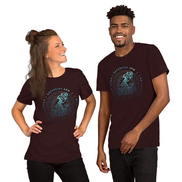 sovereignarm.com Oxblood Black / S Zodiac Aquarius, I am a sovereign being | Water Print Short-Sleeve Unisex T-Shirt