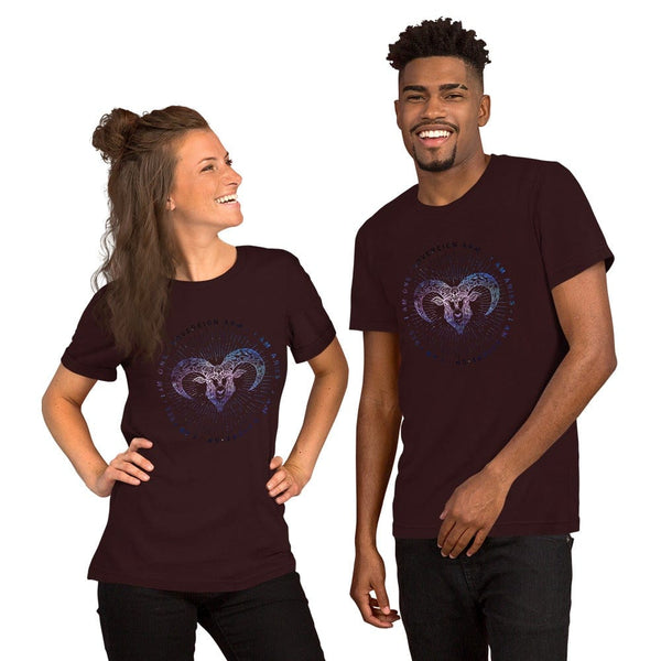 sovereignarm.com Oxblood Black / S Zodiac Aries | Space Print Short-Sleeve Unisex T-Shirt