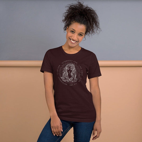 sovereignarm.com Oxblood Black / S Zodiac Virgo, I am | White Print Short-Sleeve Unisex T-Shirt