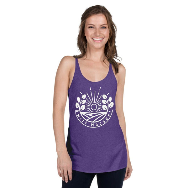 sovereignarm.com Purple Rush / XS Swift Harvest Sun Shine White Women's Racerback Tank