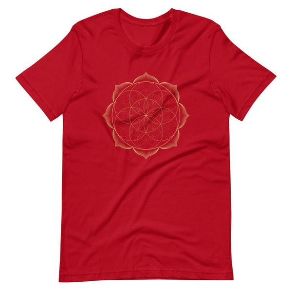 sovereignarm.com Red / S Flower of life lotus | Gold Print Short-Sleeve Unisex T-Shirt