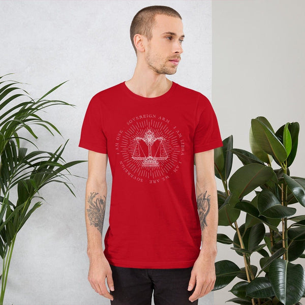 sovereignarm.com Red / S Zodiac Libra, I am | White Print Short-Sleeve Unisex T-Shirt