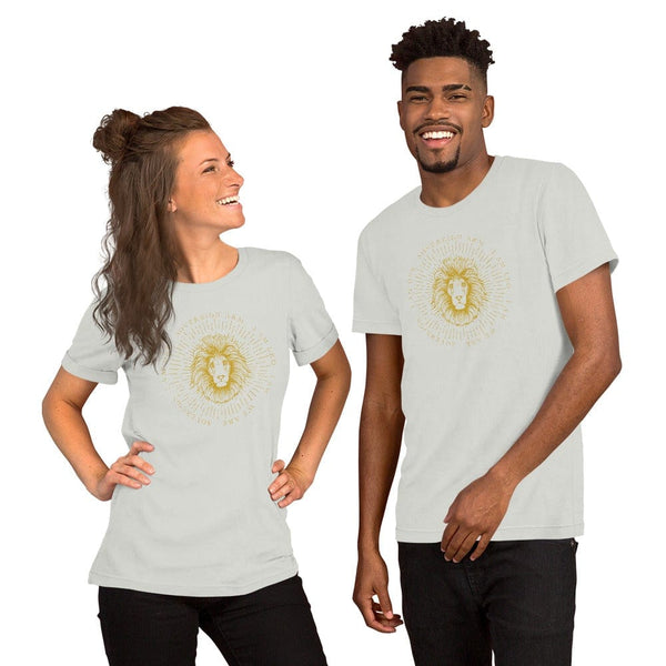 sovereignarm.com Silver / S Zodiac Leo, I am | Gold Print Short-Sleeve Unisex T-Shirt