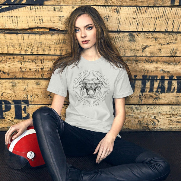 sovereignarm.com Silver / S Zodiac Taurus, I am | Black Print Short-Sleeve Unisex T-Shirt