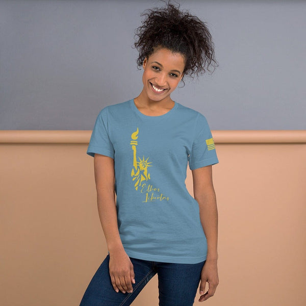 sovereignarm.com Steel Blue / S Ethos Libertas Gold Short-Sleeve Unisex T-Shirt