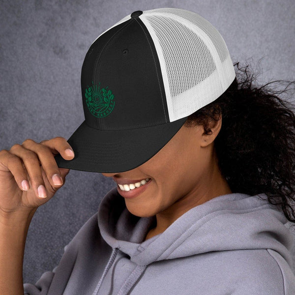 sovereignarm.com Swift Harvest Sun Shine | Green Print Trucker Cap