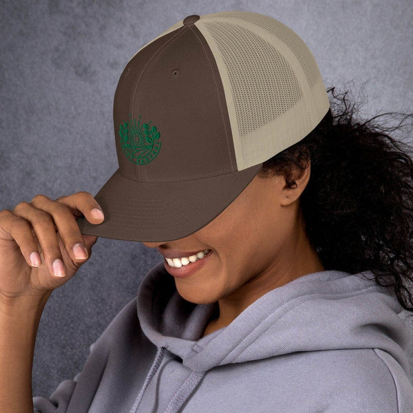 sovereignarm.com Swift Harvest Sun Shine | Green Print Trucker Cap