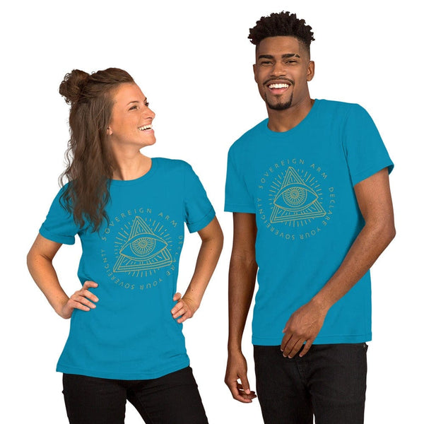 sovereignarm.com t-shirt Aqua / S Third Eye, Declare Your Sovereignty | Gold Print Short-Sleeve Unisex T-Shirt