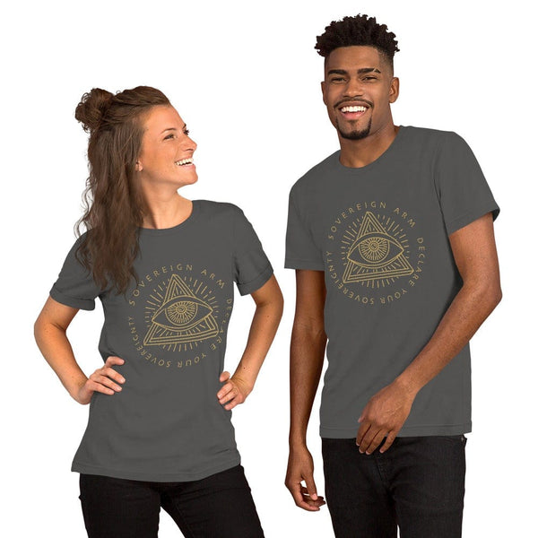 sovereignarm.com t-shirt Asphalt / S Third Eye, Declare Your Sovereignty | Gold Print Short-Sleeve Unisex T-Shirt