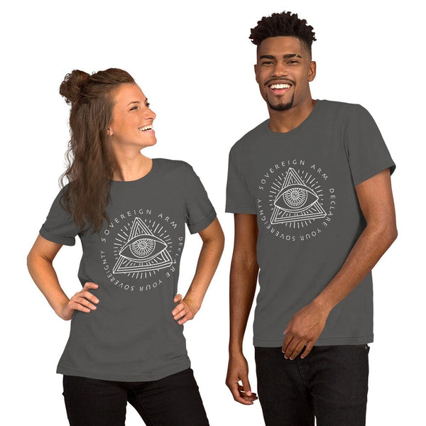 sovereignarm.com t-shirt Asphalt / S Third Eye, Declare Your Sovereignty | White Print Short-Sleeve Unisex T-Shirt