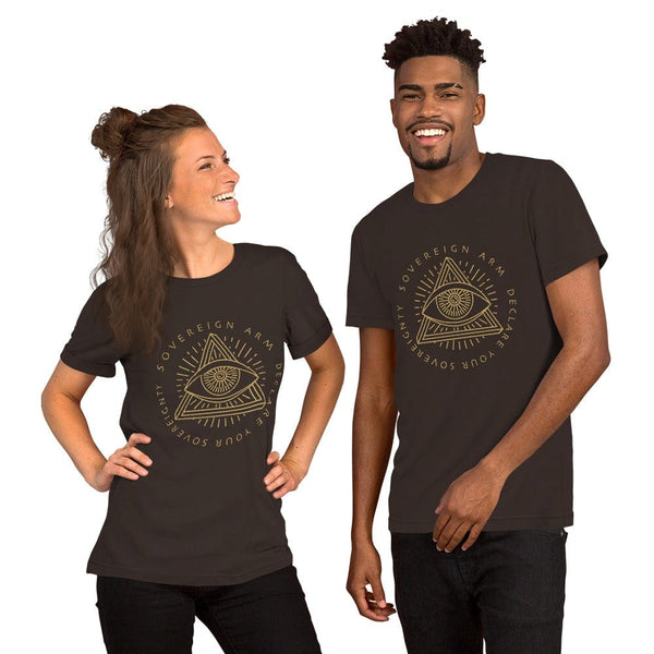 sovereignarm.com t-shirt Brown / S Third Eye, Declare Your Sovereignty | Gold Print Short-Sleeve Unisex T-Shirt