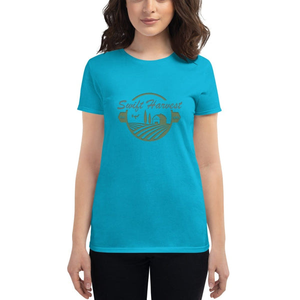 sovereignarm.com t-shirt Caribbean Blue / S Swift Harvest, Farm | Green Print Women's short sleeve t-shirt